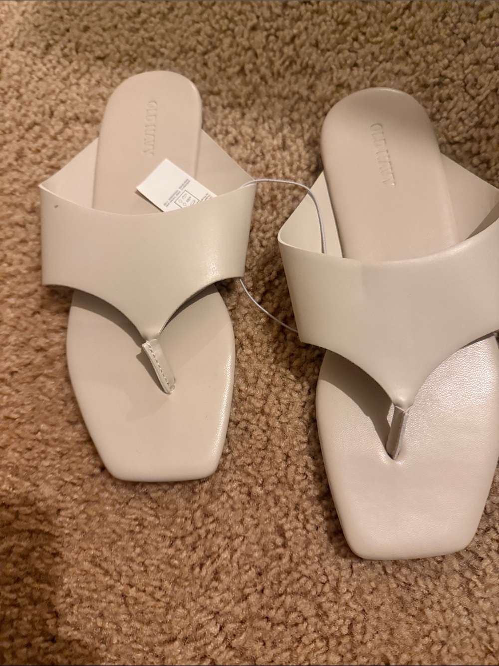 Old Navy Cream Square-Toe Thong Sandals for Women